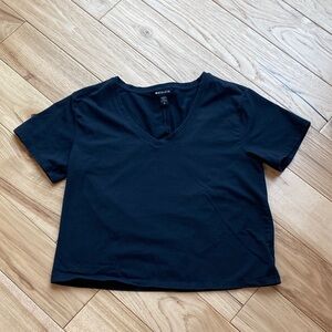 Black V-Neck Women's Top